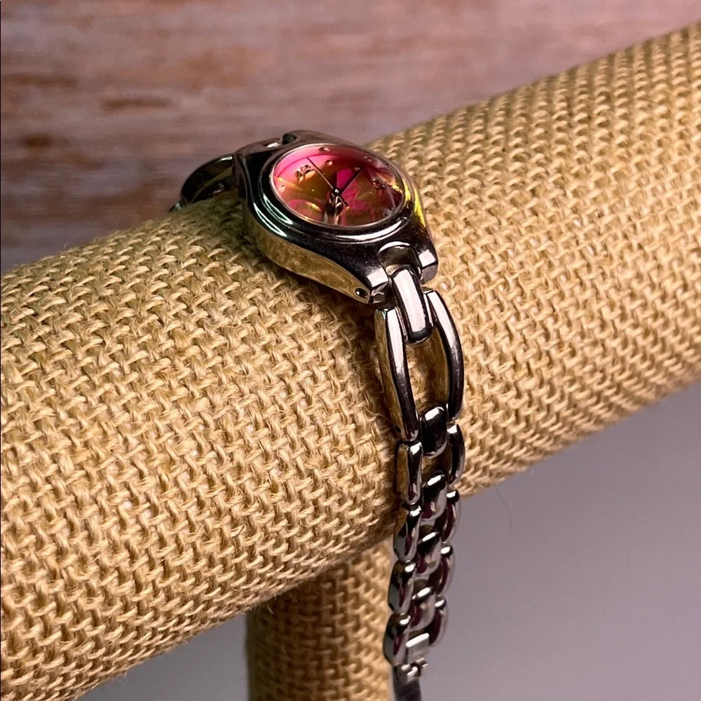 Ladies Silver- Pink and Gold Butterfly Quartz Watch Not tested